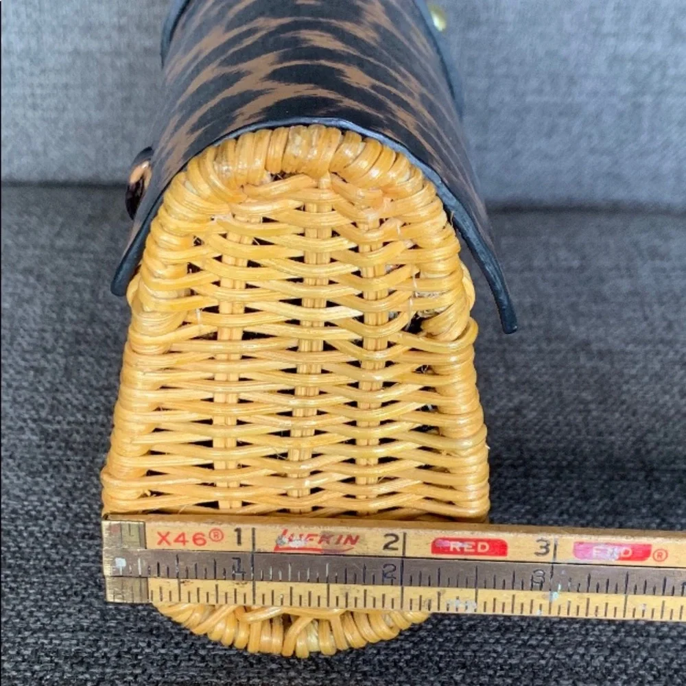 J Crew Wicker & Leopard Print  Clutch NWOTs